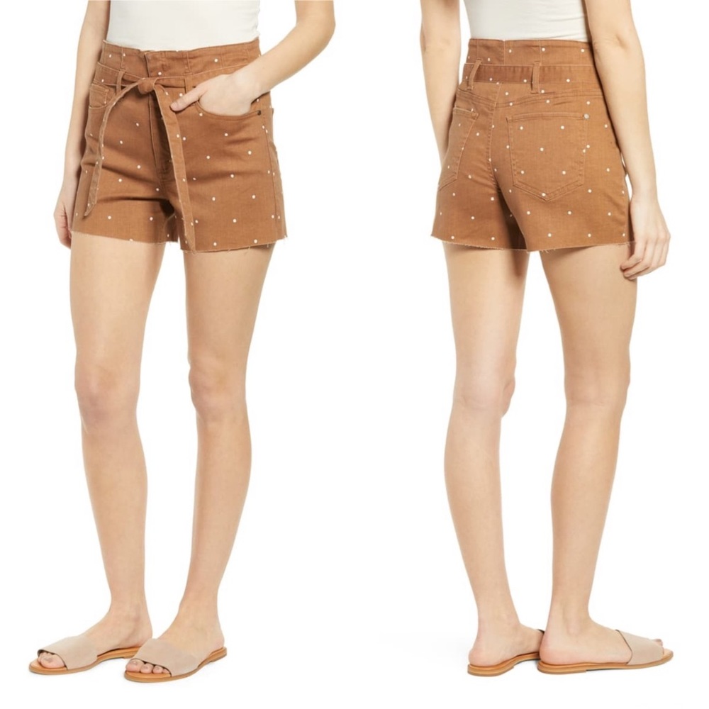 Tinsel Polka Dot Belted Denim Shorts